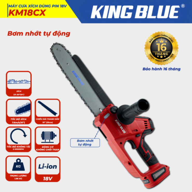 Máy cưa xích Pin 10 inch Kingblue KM18CX Brushless