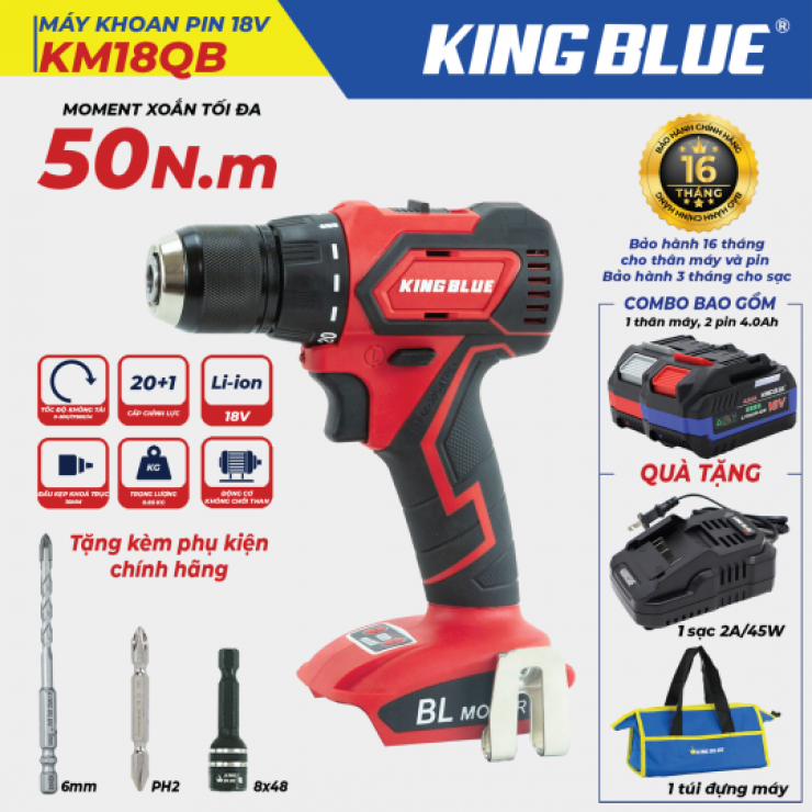 Máy Khoan Pin 10mm Kingblue KM18QB