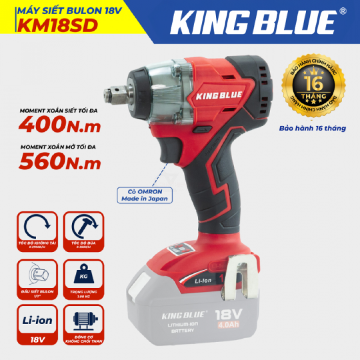 Máy siết bulong Pin 400Nm Kingblue KM18SD