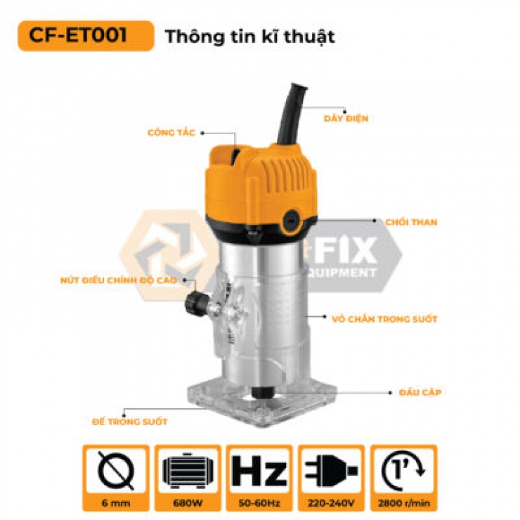 Máy soi gỗ , phay Alu 680W Coofix CF-ET001