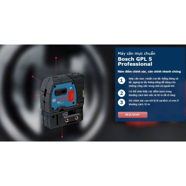 Máy định vị Laser 5 điểm xanh Bosch GPL 5 G Professional
