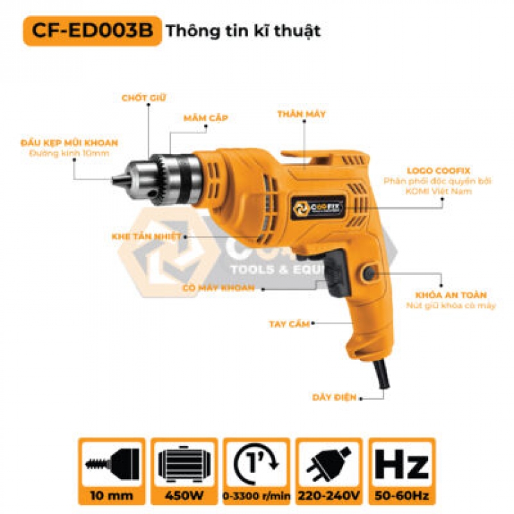 Máy khoan điện 10mm Coofix CF-003B 450W