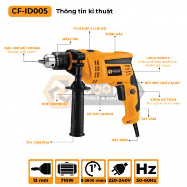 Máy khoan điện 13mm Coofix CF-ID005 710W