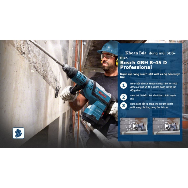 Máy khoan búa 1500W Bosch GBH 8-45 D Professional