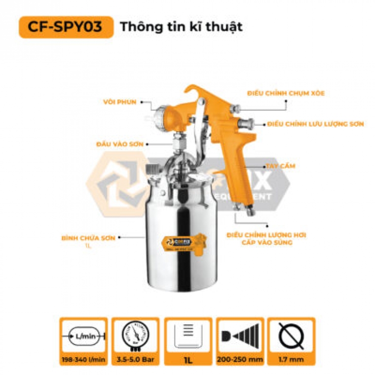 Súng phun sơn khí nén Coofix CF-SPY03 bình 1 lít