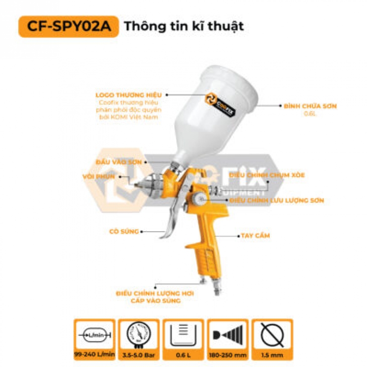 Súng phun sơn khí nén Coofix CF-SPY02A