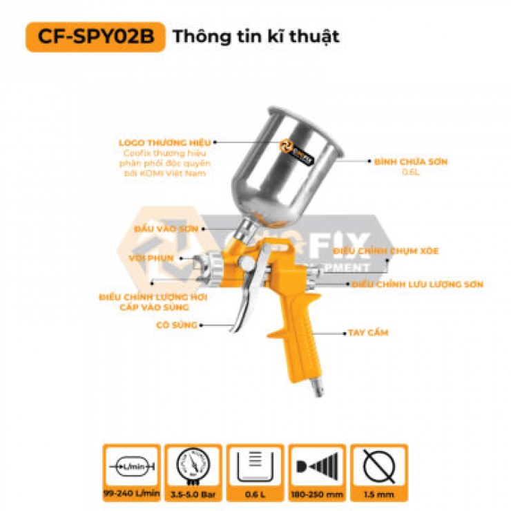 Súng phun sơn khí nén Coofix CF-SPY02B