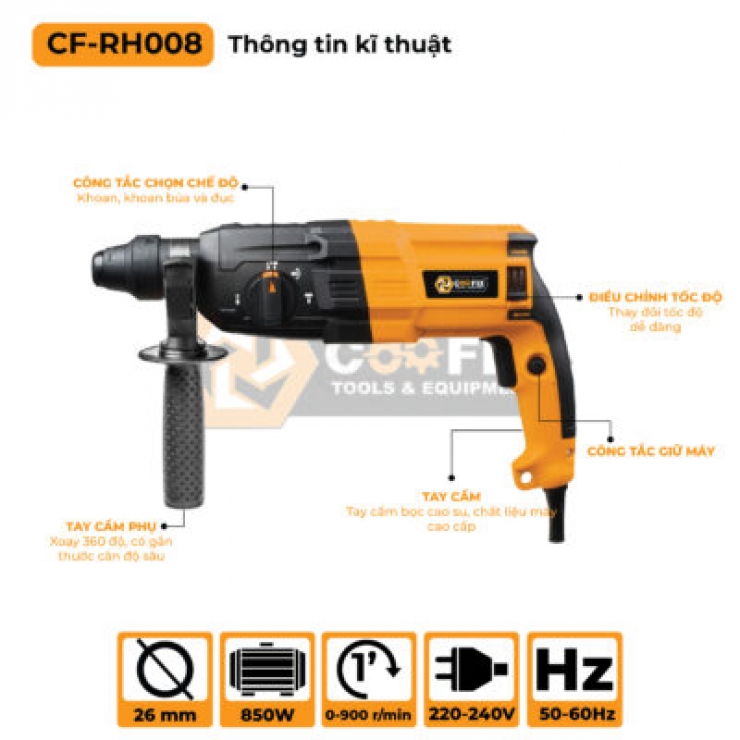 Máy khoan động lực 850W Coofix CF-RH008