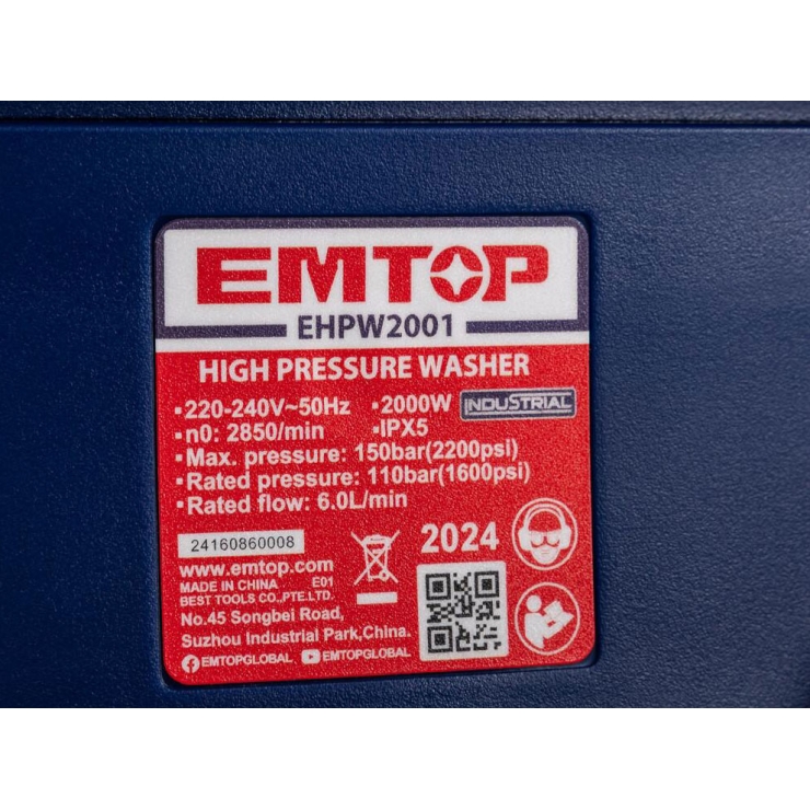 Máy rửa xe áp cao Emtop EHPW2001 