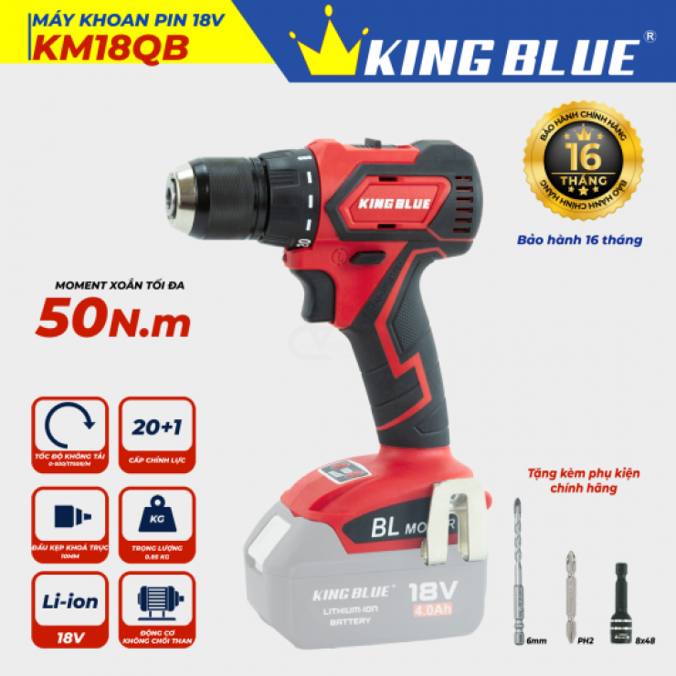 Máy Khoan Pin 10mm Kingblue KM18QB