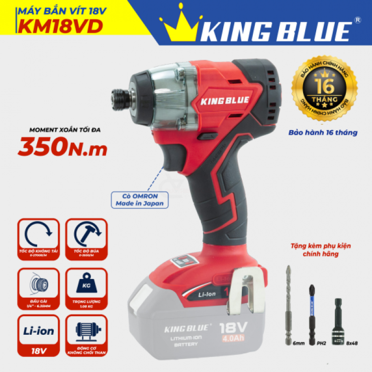 Máy bắt vít Pin 350Nm Kingble KM18VD 