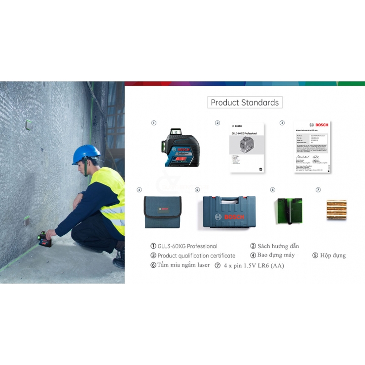 Máy cân bằng Laser Bosch GLL 3-60 XG Professional 3 x 360⁰ Green