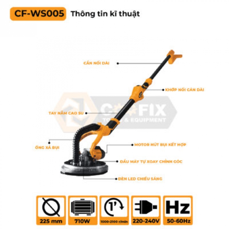 Máy chà tường cán dài 225mm Coofix CF-WS002 710W