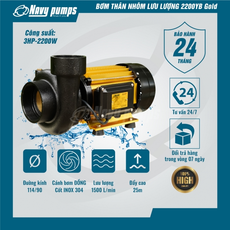 Máy bơm lưu lượng 2.2kW Navy 2200YB Gold