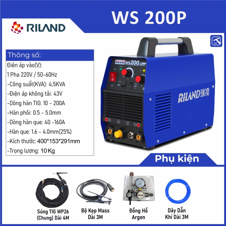 Máy hàn Tig que Riland WS 200P Professional