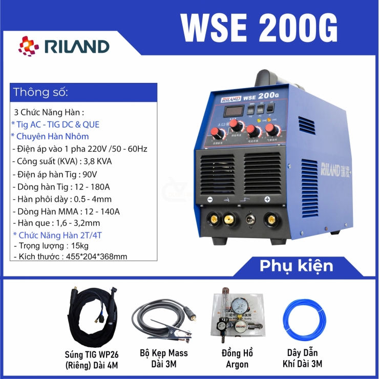 Máy hàn Tig que Riland WSE 200G Professional