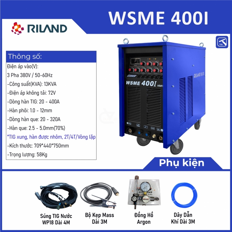 Máy hàn TIG que 400A Riland WSME 400I Professional