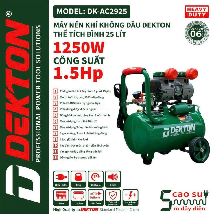 Máy Nén Khí Không Dầu 30L 2.0Hp BAW-AC30LS