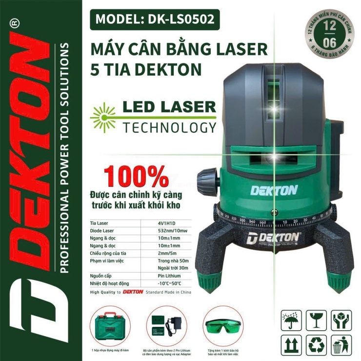 Máy Cân Bằng Laser 5 Tia  Dekton DK-LS0502 ( không kèm chân máy )