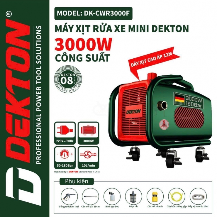 Máy xịt rửa xe 2650W Dekton DK-CWR2650F chỉnh áp