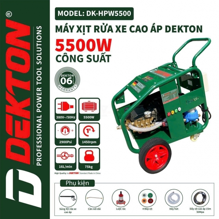 Máy Rửa Xe Công Nghiệp Dekton DK-HPW5500 ( 3 Pha 380V )
