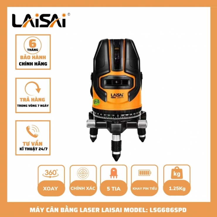 Máy cân bằng Laser 5 tia xanh Laisai LSG686SPD