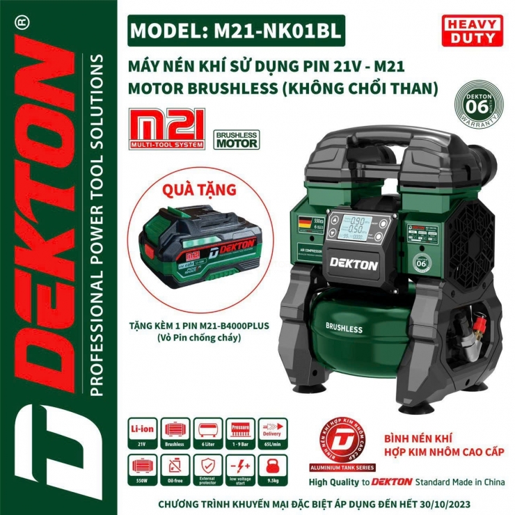 Máy Nén Khí Sử Dụng Pin và Điện Motor Brushless Không Chổi Than