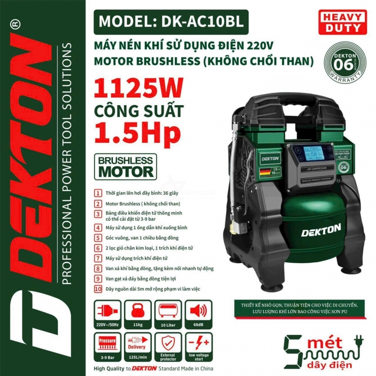Máy Nén Khí Sử Dụng Pin và Điện Motor Brushless Không Chổi Than