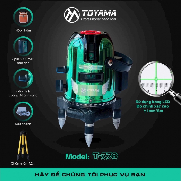 Máy Cân Bằng Laser 5 Tia Xanh Toyama T-778