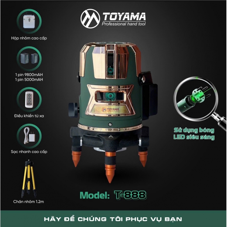 Máy Cân Bằng Laser Toyama T-888X ( 5 tia xanh siêu sáng )