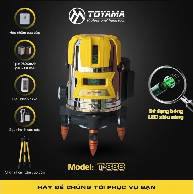 Máy Cân Bằng Laser Toyama T-888X ( 5 tia xanh siêu sáng )
