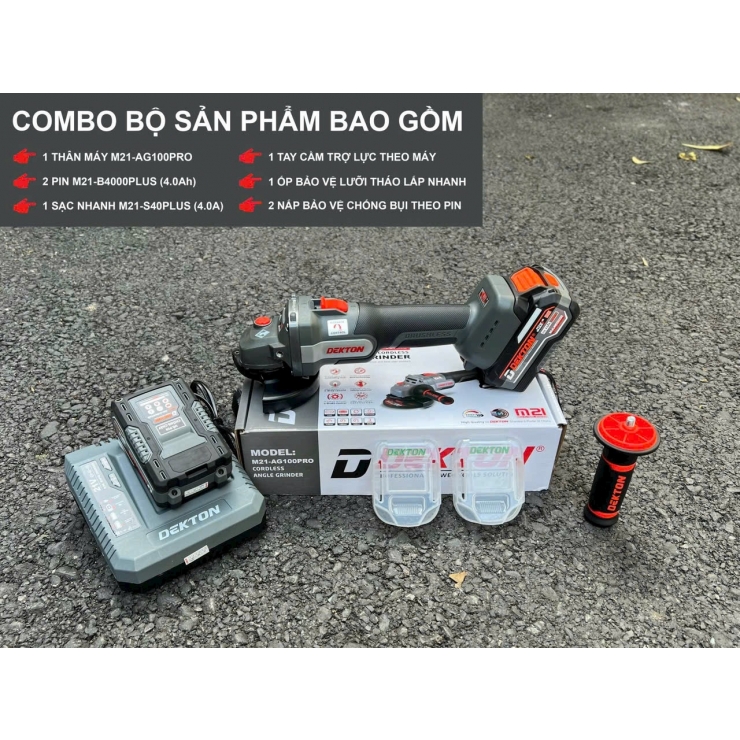 Combo Máy Mài Góc Dùng Pin 21V Dekton M21-AG100Pro