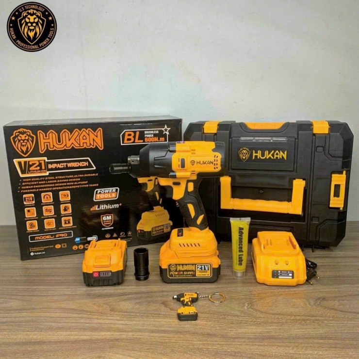 Combo Máy Siết Bulong Dùng Pin Hukan Hk-F90 600Nm
