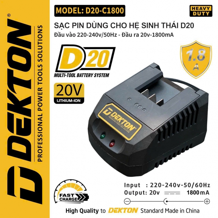 Sạc Dekton 21V-1.8Ah Chân Pin DeWalt D20-C1800