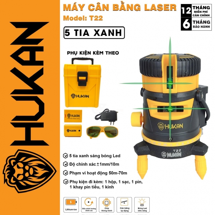 Máy cân bằng Laze 5 tia xanh Hukan G1-T22