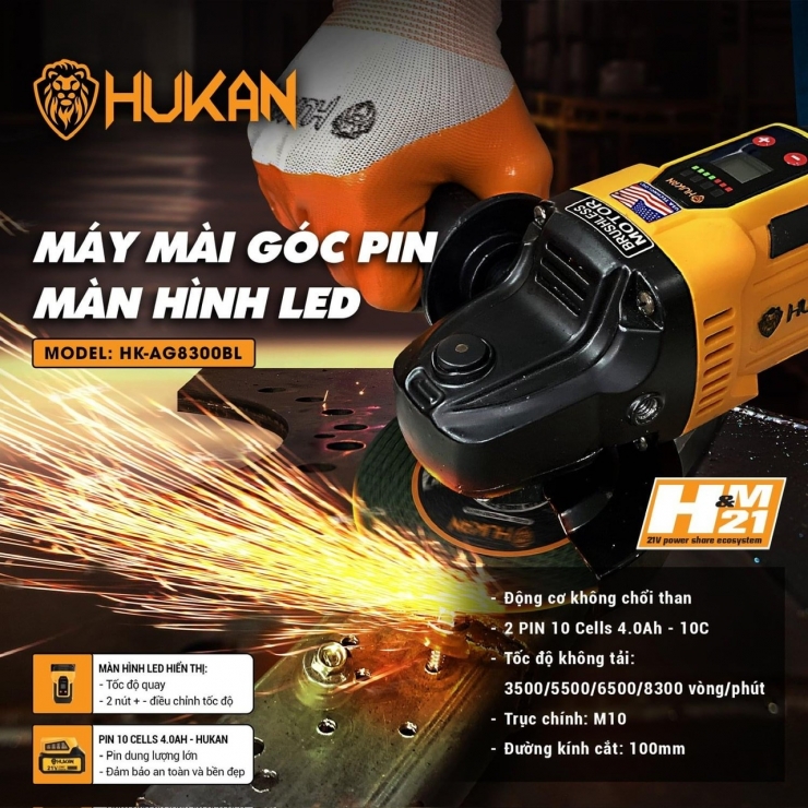 Máy mài pin Hukan HK-AG8300BL ( Chưa Pin & Sạc )