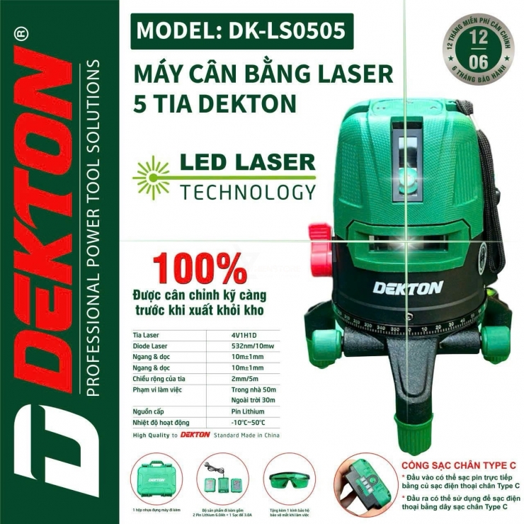 Máy Cân Bằng Laser 5 Tia Dekton DK-LS0505 New 2024