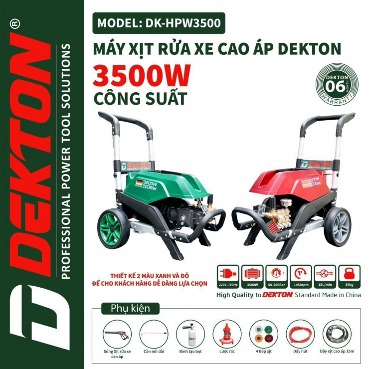 Máy Rửa Xe Chuyên Nghiệp Dekton DK-HPW3500W 