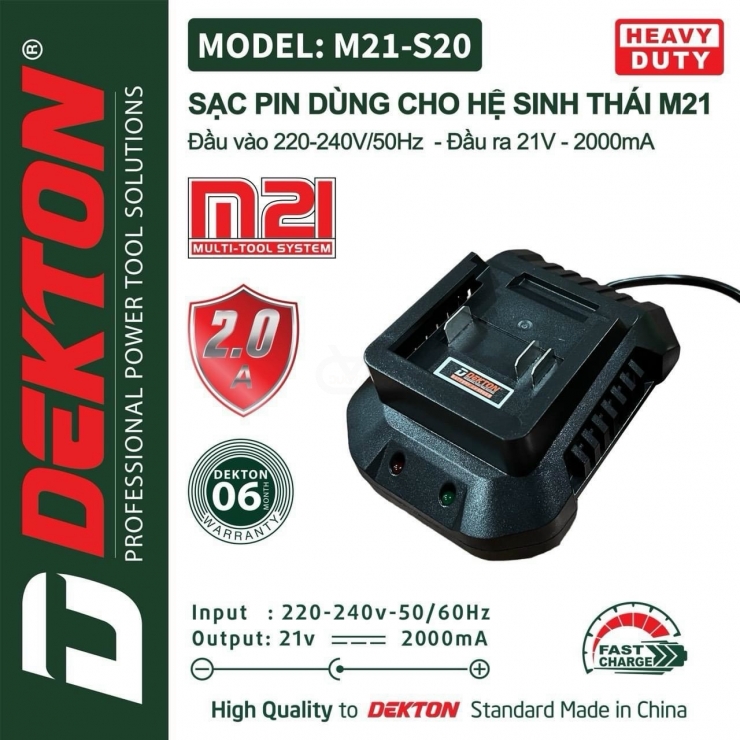 Sạc 2.0Ah 21V Dekton M21-S20