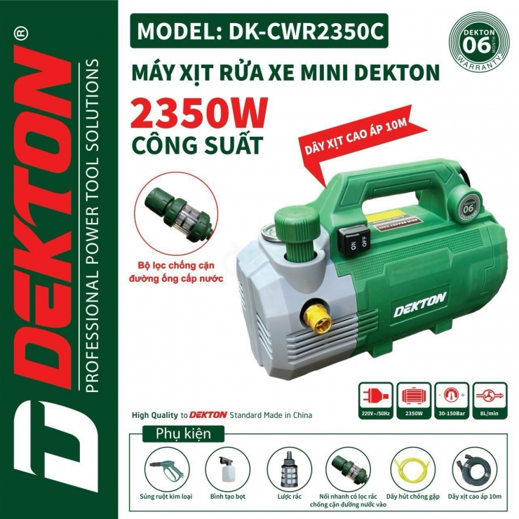 Máy xịt rửa xe 2350W Dekton DK-CWR2350C chỉnh áp 