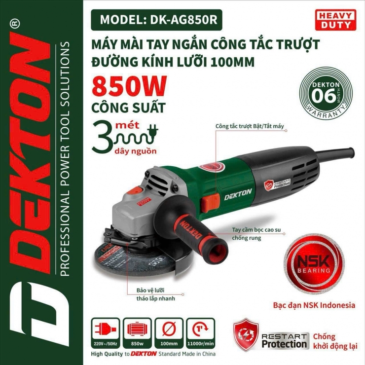 Máy mài góc 900W Dekton DK-AG900  công tắc trượt