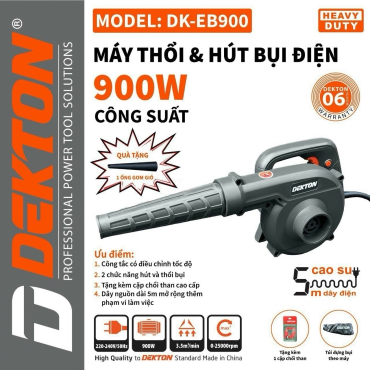 Máy THỔI Bụi và HÚT Bụi Dekton DK-EB900 ( Dùng Điện 220V )