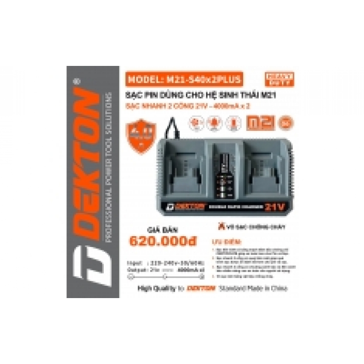 Sạc đôi 21V 4.0Ah Dekton M21-S40x2PLUS