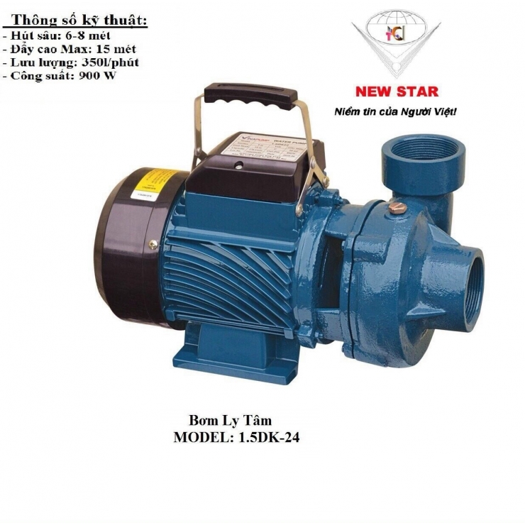 Máy Bơm Ly Tâm New Star 1.5DK-24 ( Lưu Lượng Cao )