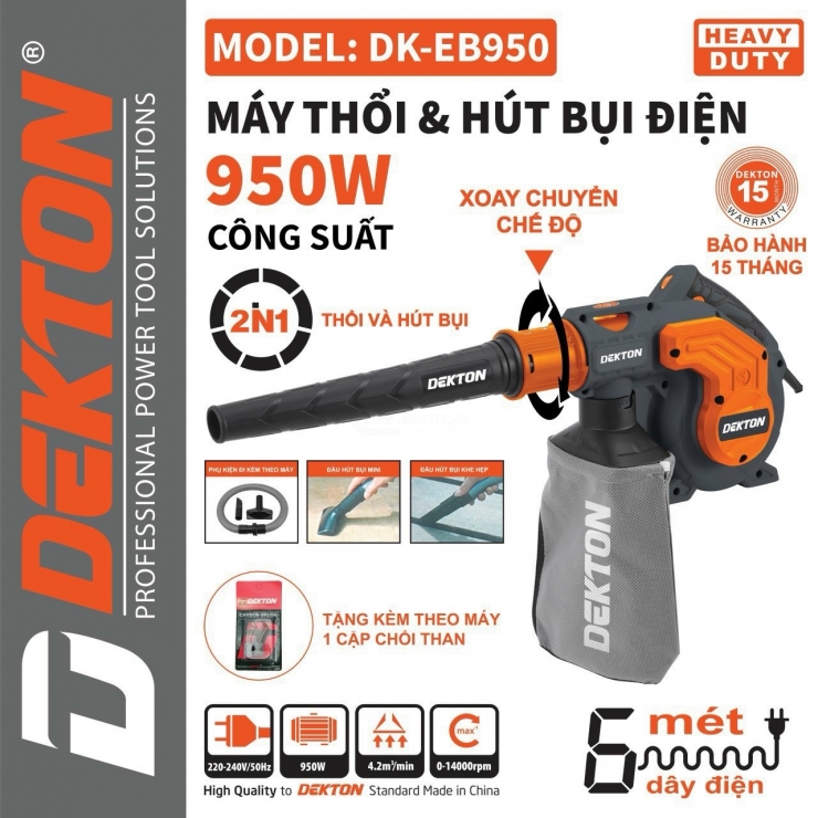 Máy Thổi & Hút Bụi Điện 950W Dekton DK-EB950