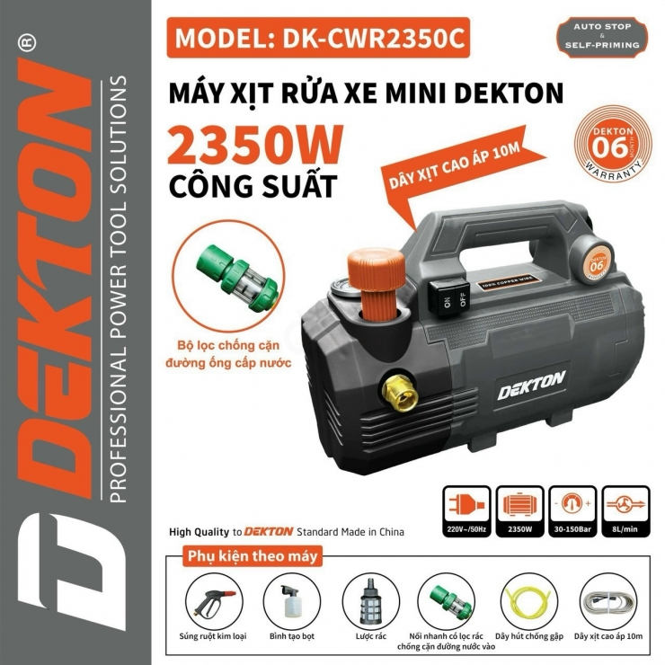 Máy rửa xe 2350W Dekton DK-CWR2350C chỉnh áp