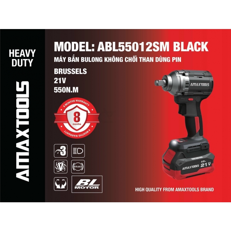Máy siết bulong Pin 21V Amaxtools ABL55012SM BLACK