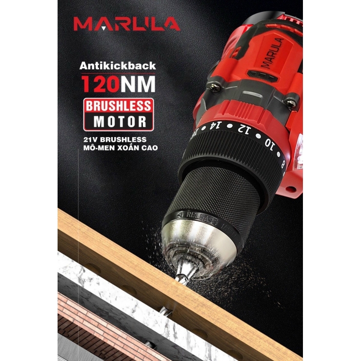Thân Máy Khoan Pin 120Nm MARULA MR-HD0120AK ( Chưa Pin & Sạc )