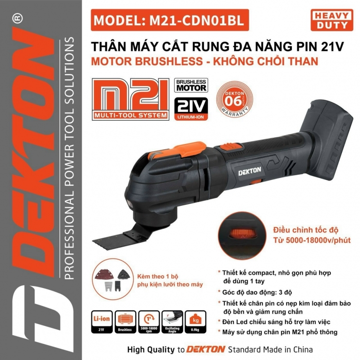 Máy cắt rung dùng Pin 21V Dekton M21-CDN01BL Brushless