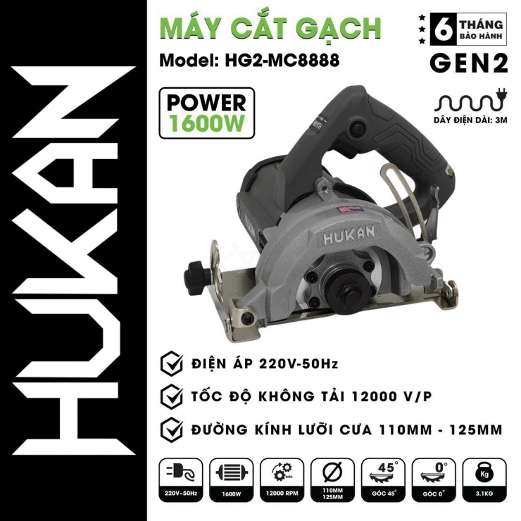 Máy Cắt Gạch Hukan HG2-MC8888 ( Có NGhiêng 45 Độ )
